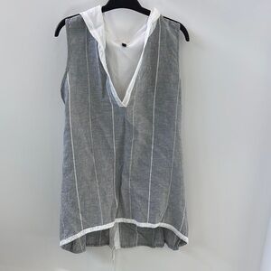 Gray and White Striped Sleeveless Top